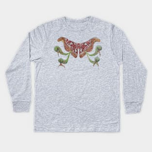 Attacus atlas Moth and Darlingtonia californica Kids Long Sleeve T-Shirt